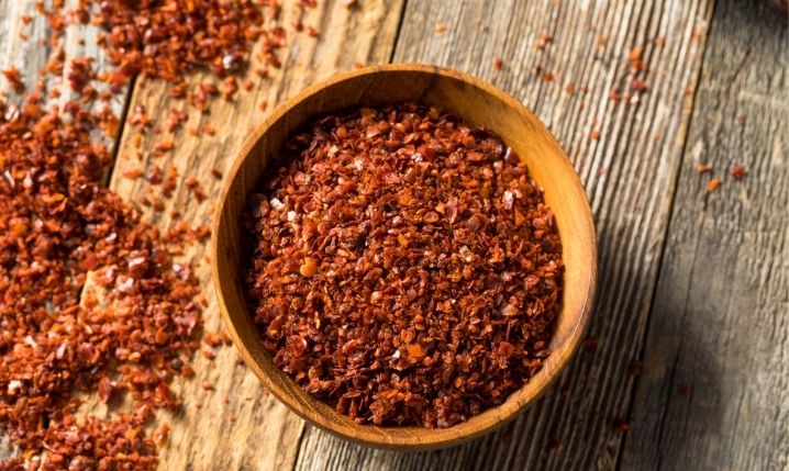 crushed aleppo peppers in a bowl