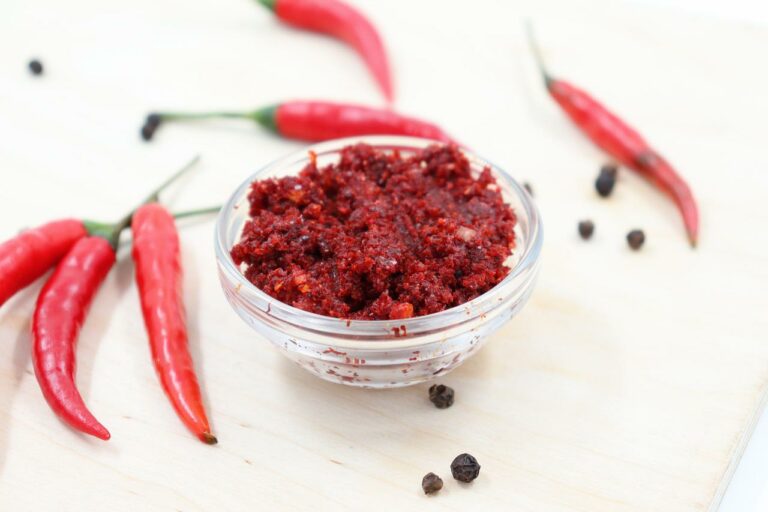 small bowl of red chili sauce